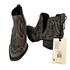 NEW Myra Women Hunky Booties Cut Out Cowgirl Boots Festival Concert Brown Size 6